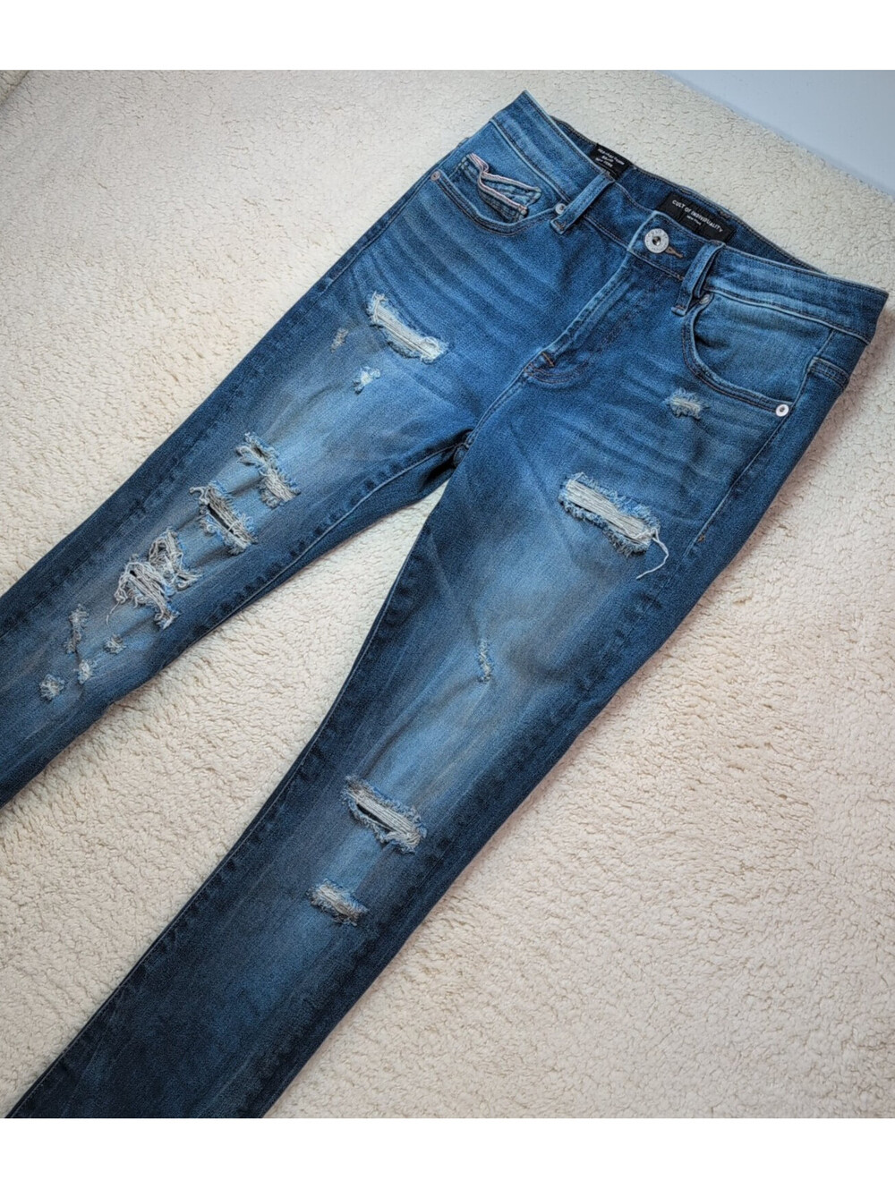 Cult of Individuality Men’s Punk Super Skinny Jeans 31x32 Distressed Blue